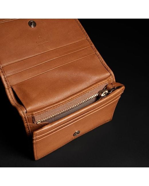 Gucci Natural Gg Emblem Small Wallet, Gg Canvas