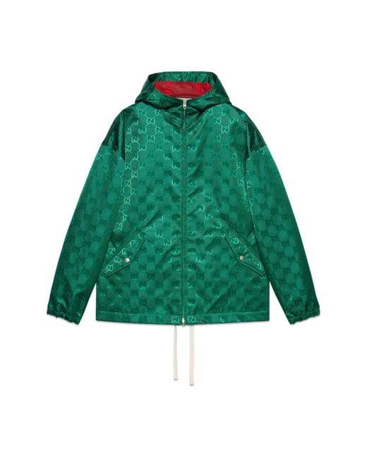 Gucci Green Water Repellent gg Canvas Jacket for men