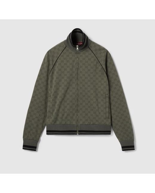メンズ Gucci Ggジャージージャカード ジップジャケット, グリーン, ウェア Green