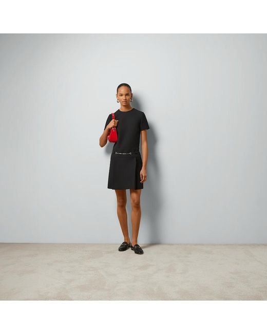 Gucci Black Kleid Aus Woll-Seiden-Mischung In Cady-Crêpe-Qualität