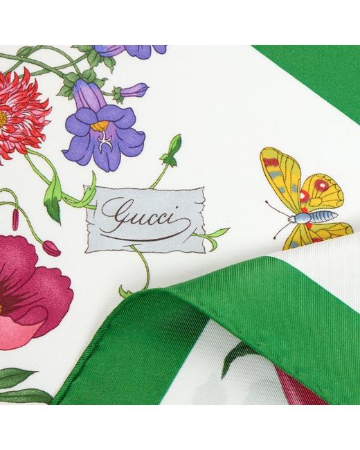Gucci Green Printed Silk Twill Diamond Scarf