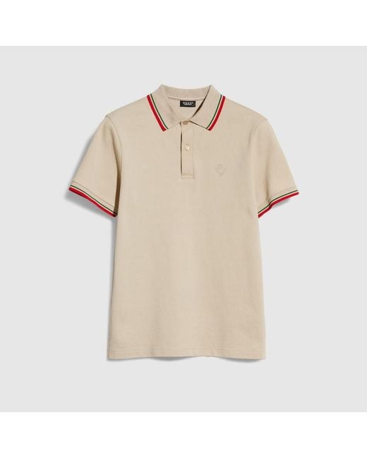 Gucci Natural Cotton Piquet Polo Shirt With Embroidery for men