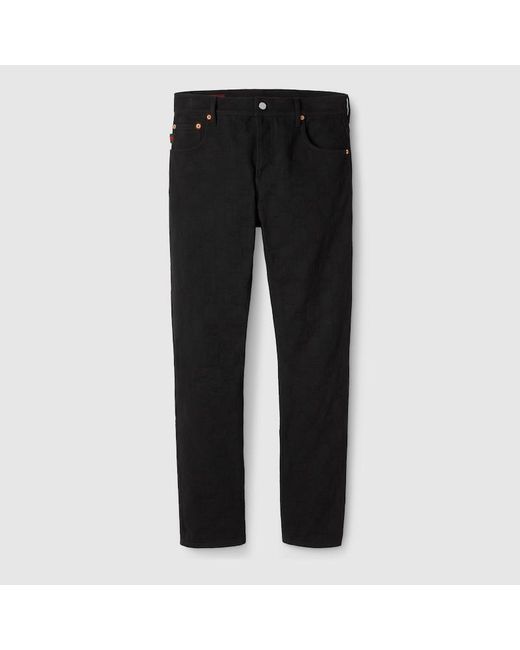 Pantalon En Denim Jacquard Gg, Taille Gucci pour homme en coloris Black