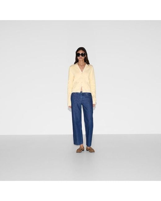 Gucci Ggファインコットン ジャカード カーディガン, イエロー, ウェア Metallic
