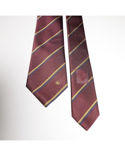 Gucci Purple Striped Double G Silk Jacquard Tie for men
