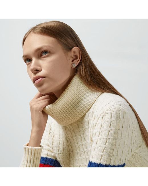 Gucci White Cable-knit Turtleneck Wool And Cashmere-knit Jumper