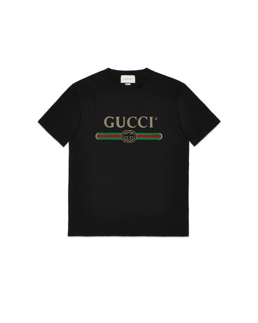 Gucci Cotton Oversized Logo T-shirt, Text-print Pattern in Black - Save 40%  - Lyst