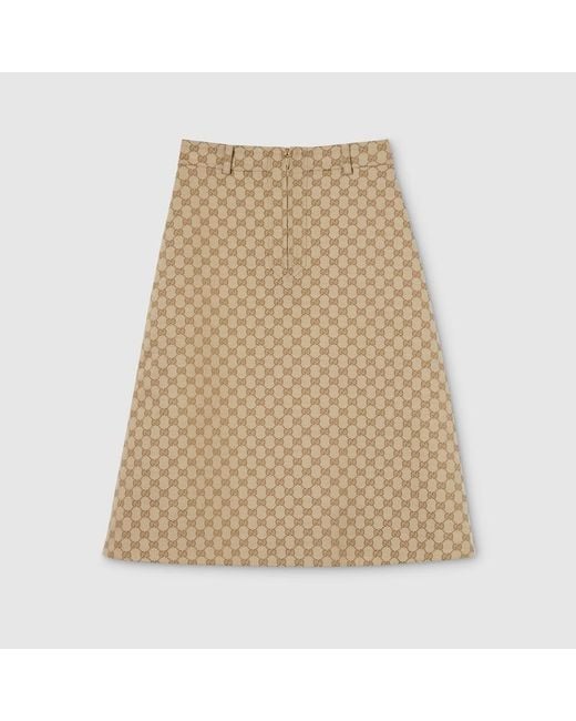 Gucci Natural Gg Cotton Canvas Fabric Skirt