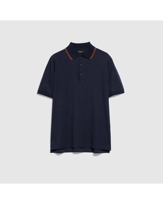 Gucci Blue Cotton Jersey Piquet Polo Shirt for men