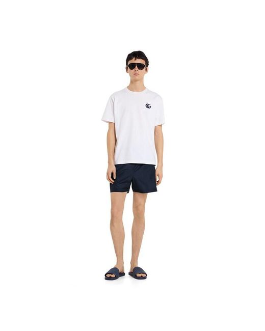 Gucci Blue Slide Sandal With Tonal Logo for men