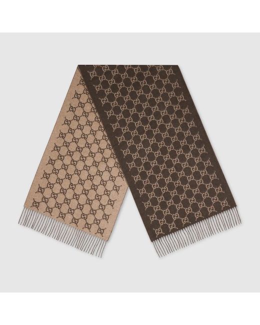Gucci Brown Gg Cashmere Scarf for men