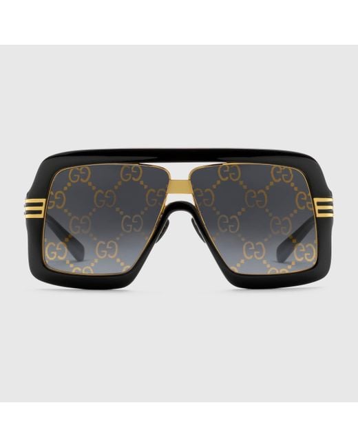 Gucci Samt Sonnenbrille mit eckigem Rahmen und GG Gläsern in Schwarz für  Herren | Lyst CH