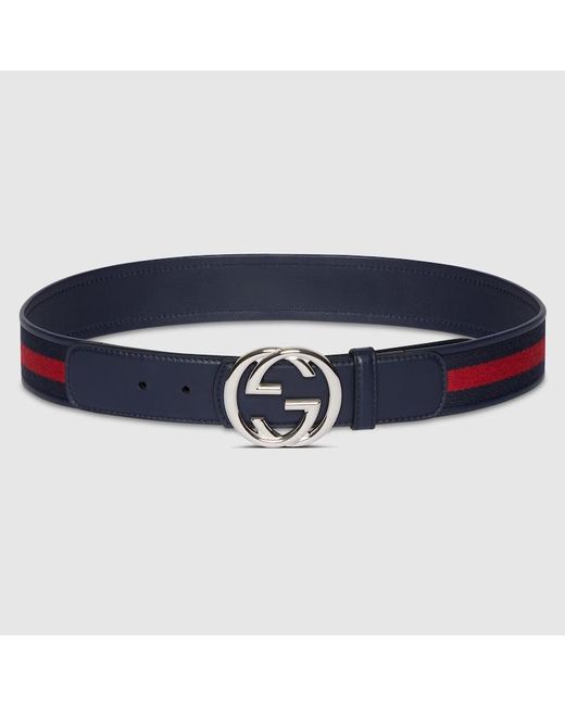 メンズ Gucci リバーシブル レザー ベルト（インターロッキングG