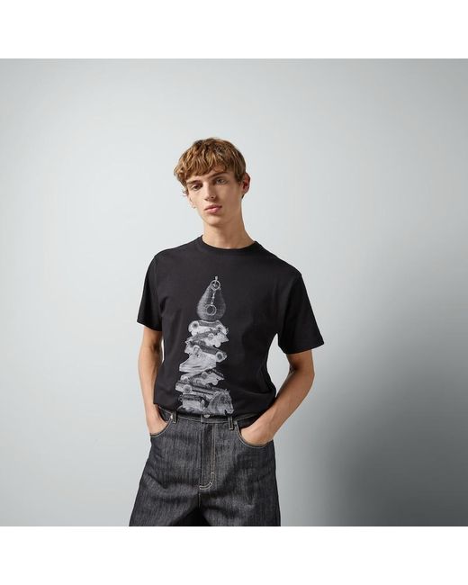Gucci Black T-Shirt Aus Baumwolljersey Mit Print