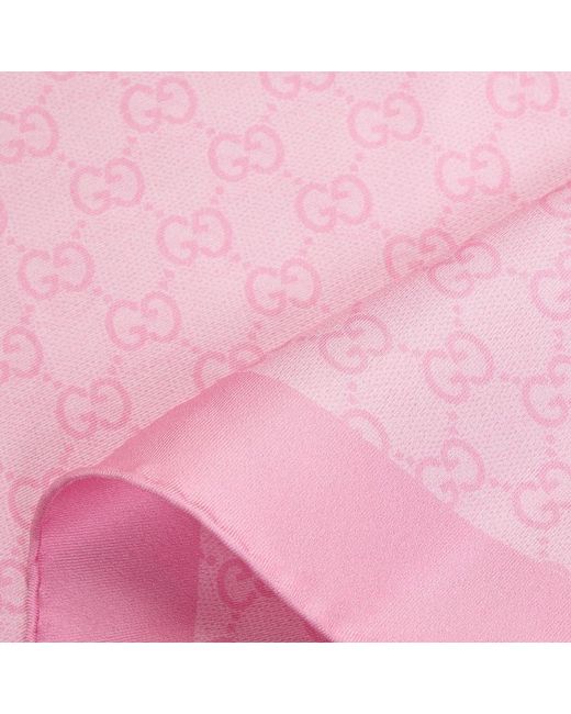 Gucci Pink Printed Silk Twill Diamond Scarf