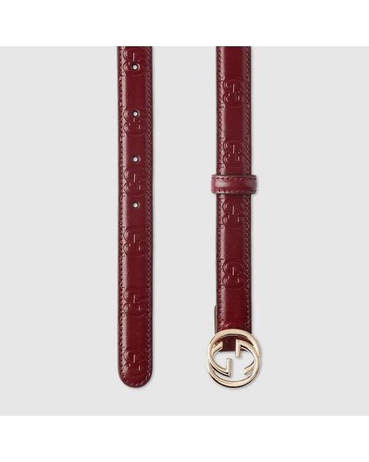 Gucci Red Belt With Interlocking G Buckle, Size 100