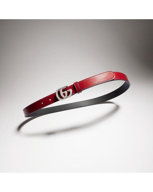 Gucci Red Thin Belt With Double G Buckle, Size 100