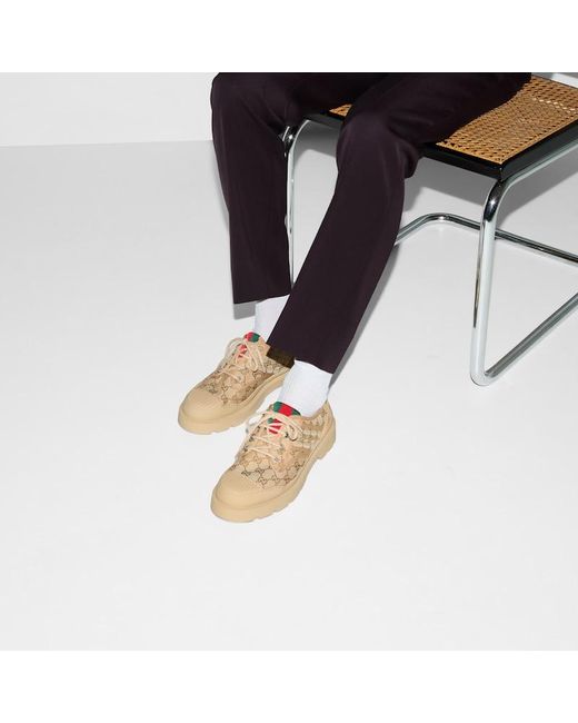Scarpa Uomo Stringata Con Dettaglio Web, Taglia di Gucci in Natural da Uomo