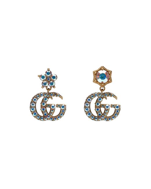 Gucci Metallic Crystal Double G Earrings