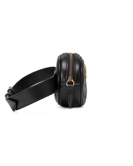 Lyst - Gucci GG Marmont Matelassé Leather Belt Bag in Black