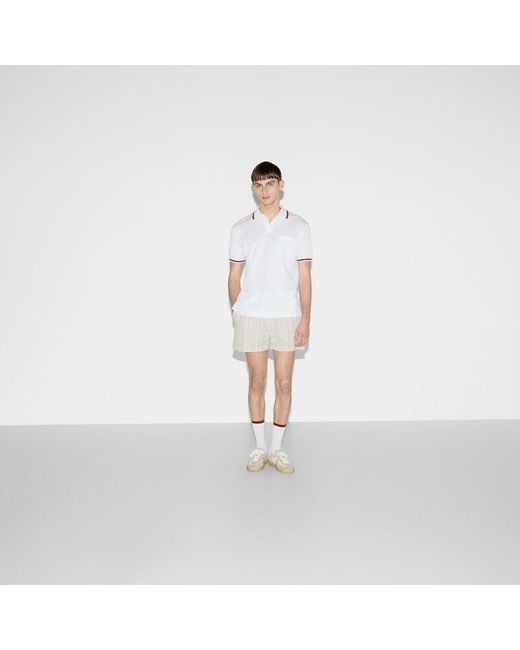 Polo En Coton Avec Broderie, Taille Gucci pour homme en coloris White