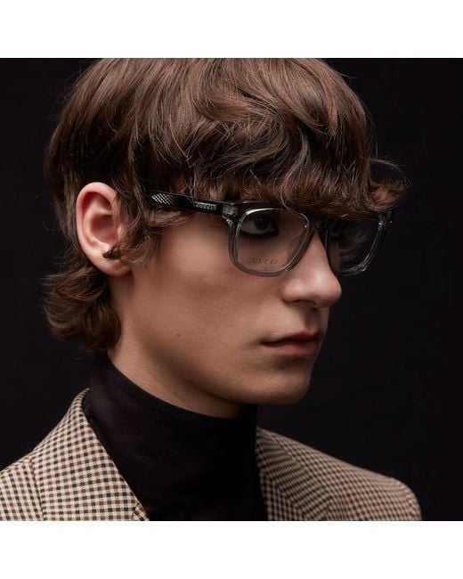 Gucci Blue Rectangular Optical Frame for men