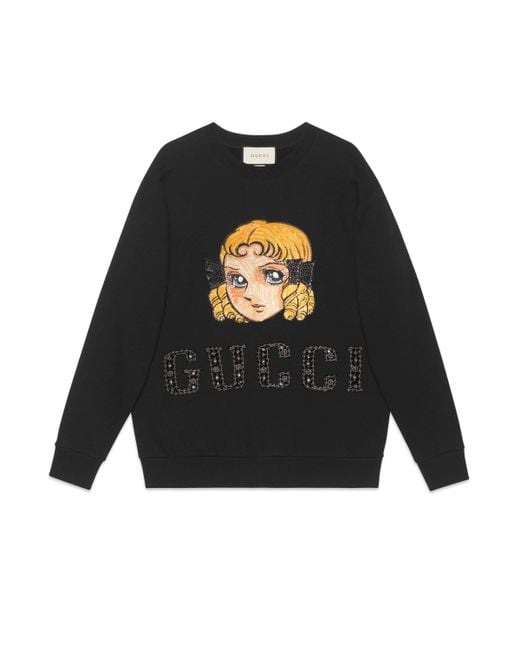 Gucci Black Oversize Sweatshirt With Manga Patch