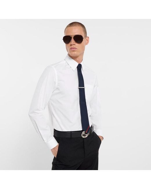 Gucci Blue Web Silk Jacquard Tie for men