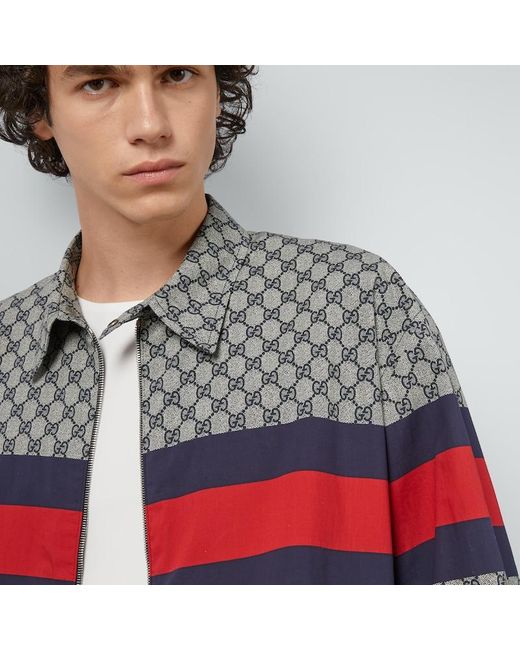 Gucci Gray GG Print Cotton Jacket for men