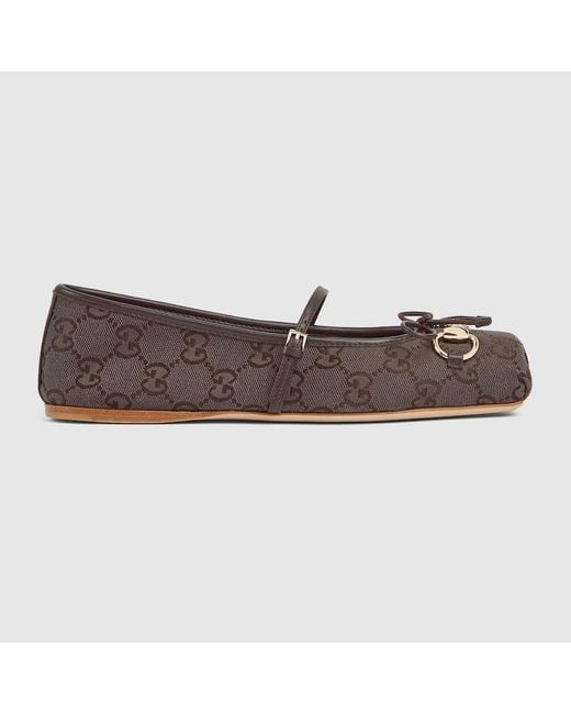 Gucci Brown Horsebit" Ballet Flats