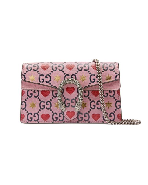 Gucci Red/Pink Leather and Python Valentines Day Small Heart Bag