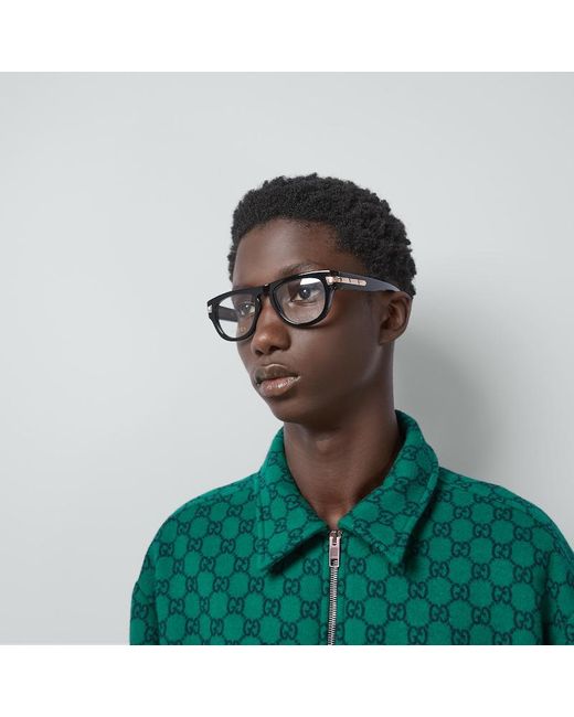 Monture Optique Ovale Gucci pour homme en coloris Black