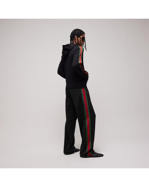 Gucci Black Silk Cotton Sportswear Pants With Web for men