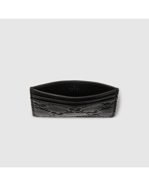 Gucci 〔Ggエンブレム〕カードケース, ブラック, レザー Black