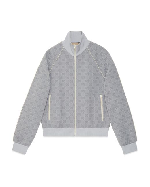 Gucci Gray GG Nylon Jacquard Zip Jacket for men