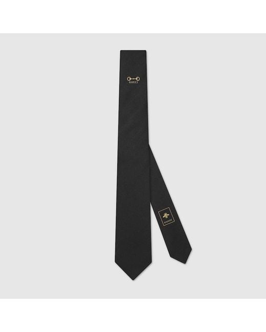 Gucci Black Silk Jacquard Tie, , Silk for men