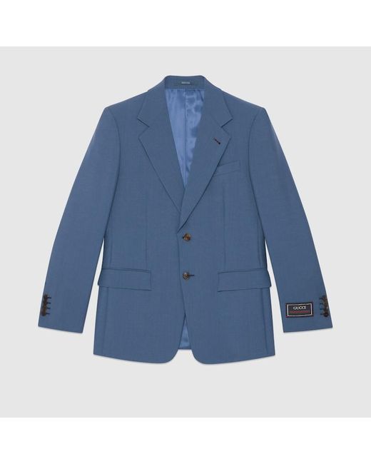 Gucci Blue Wool Mohair Formal Jacket With Label for men