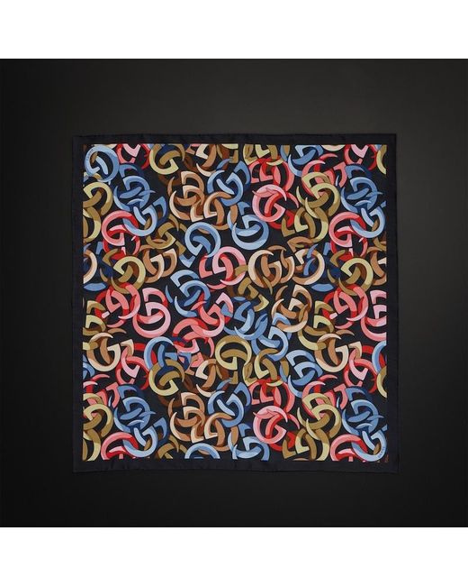 Gucci Blue Printed Silk Pocket Square for men