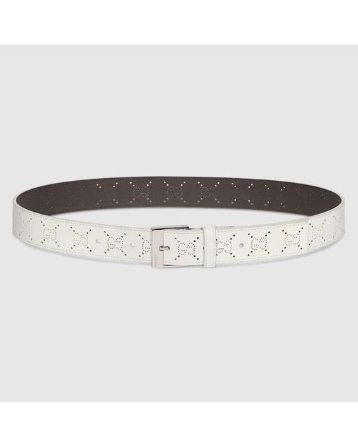 Gucci White Belt With Squared Buckle, Size 65