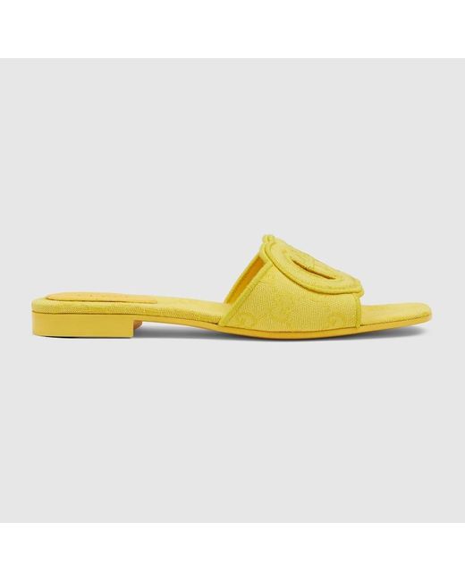 Gucci Yellow Interlocking G Slide Sandal