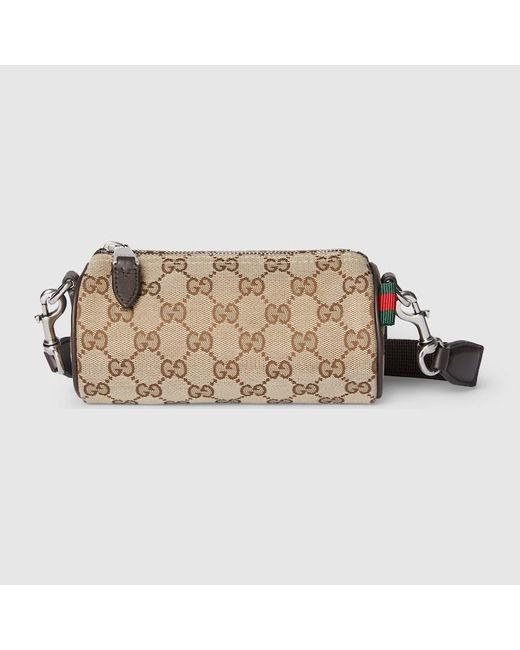 メンズ Gucci Ggキャンバス ミニ シリンダーバッグ, ベージュ, Ggキャンバス Natural