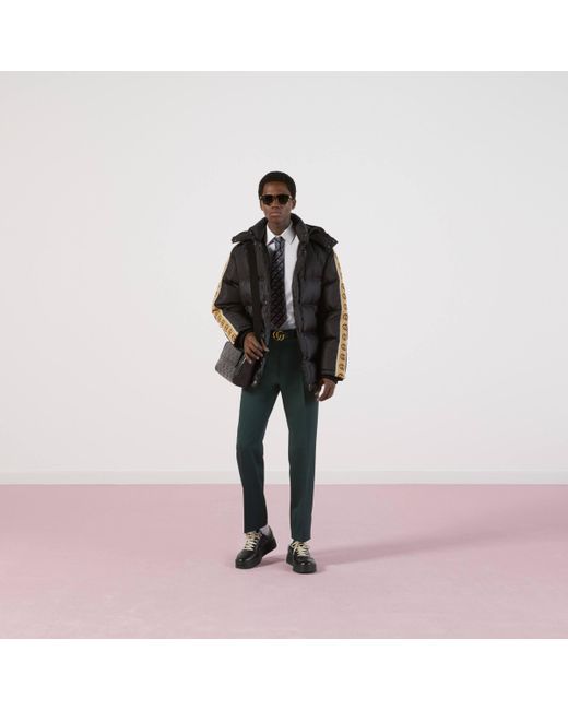 Gucci GG Jacquard Nylon Padded Coat in Black for Men | Lyst