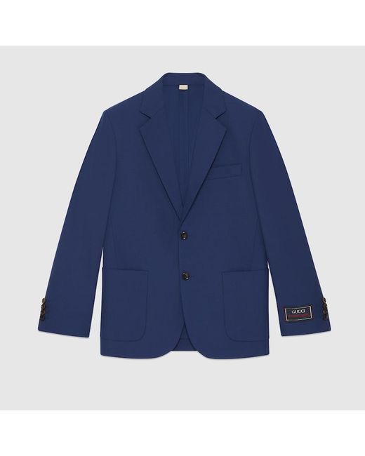 Élégante Veste En Twill De Laine Avec Étiquette Gucci pour homme en coloris Blue