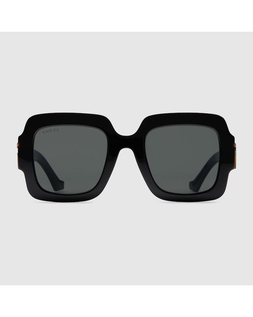 Gucci Black Square-Frame Double G Sunglasses