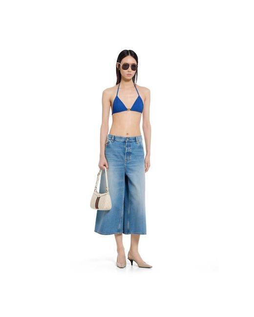 Gucci Blue Printed Stretch Jersey Bikini