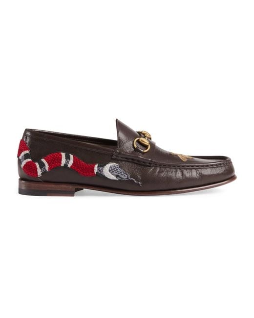 Gucci Brown Leather Loafer With Snake for men