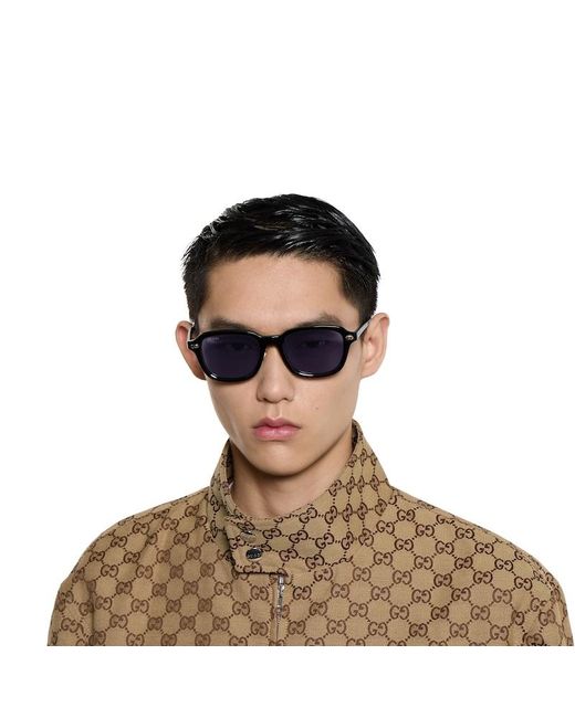 メンズ Gucci オーバルフレーム サングラス, ブラック Black