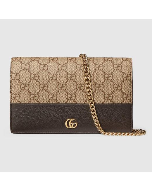 Gucci Metallic Bi-Color Gg Marmont Wallet On Chain, Leather