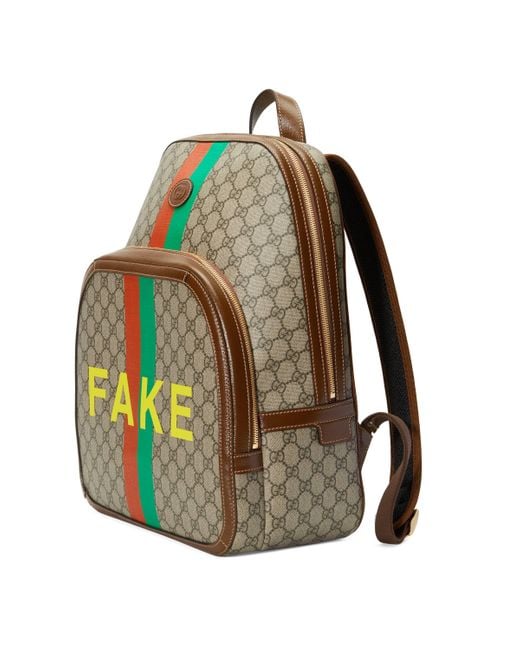 Gucci fake not Print Medium Backpack in Natural for Men Lyst