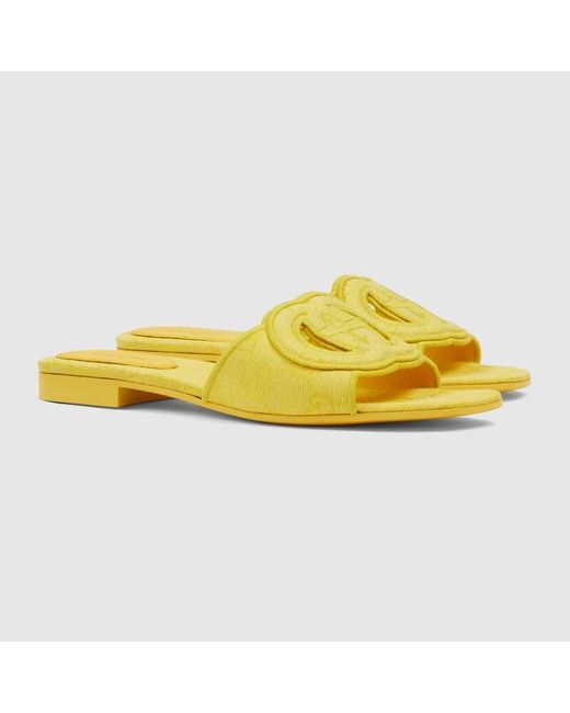 Gucci Yellow Interlocking G Slide Sandal